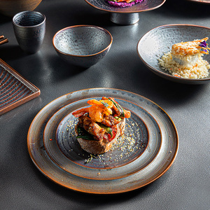 Piring dan Perlengkapan Makan Keramik Jepang Reaktif Matte Bronze, Aman untuk Mesin Cuci Piring, Royal Ceramics, untuk Restoran, Piring Sajian Bulat dari Porselen - Product Image 4