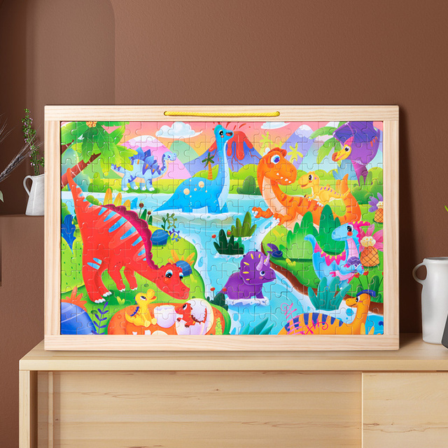 Animal Jigsaw Puzzles 200 Pieces Cartoon Puzzle Toy Wooden Puzzle Children Early Educational Toys for Kids Logical Thinking