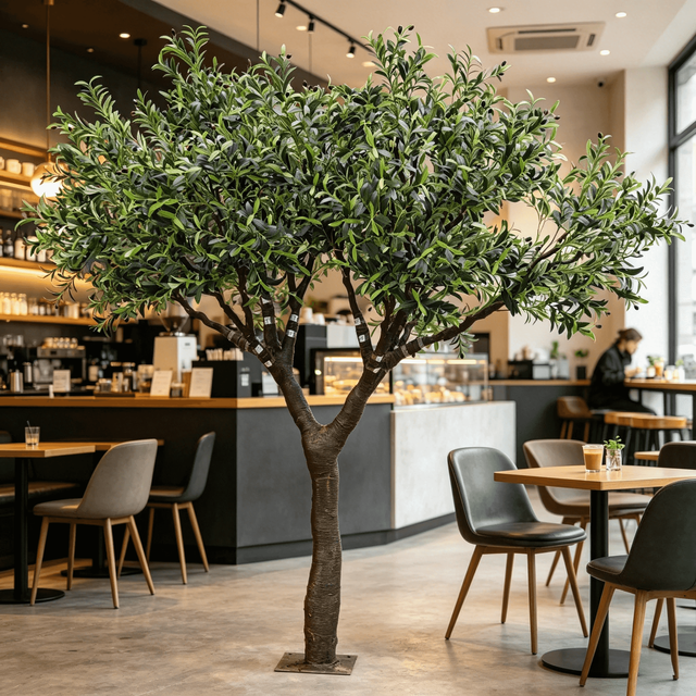 High Quality Custom Large Fiberglass Artificial Olive Tree  for Hotel Restaurant Mall  Center Commercial Interior Landscaping