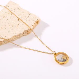 Venta caliente geométrico Circular colgante chapado en oro no se desvanece collar estrella Luna <span class=keywords><strong>sol</strong></span> circón collar joyería femenina al por mayor - Product Image 4