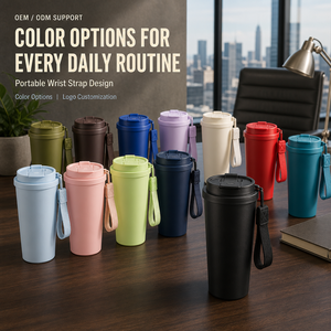 Tumbler da Caffè Portatile Multicolore da 20oz 600ml con Cinturino da Polso per Ufficio e Pendolarismo - Product Image 1