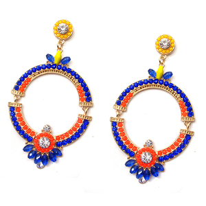 Pendientes Pequeños de Aleación de Zinc Chapados en Oro Hechos a Mano con Colores Africanos para Mujer, Accesorio de Regalo de Moda Único y Vintage - Product Image 1