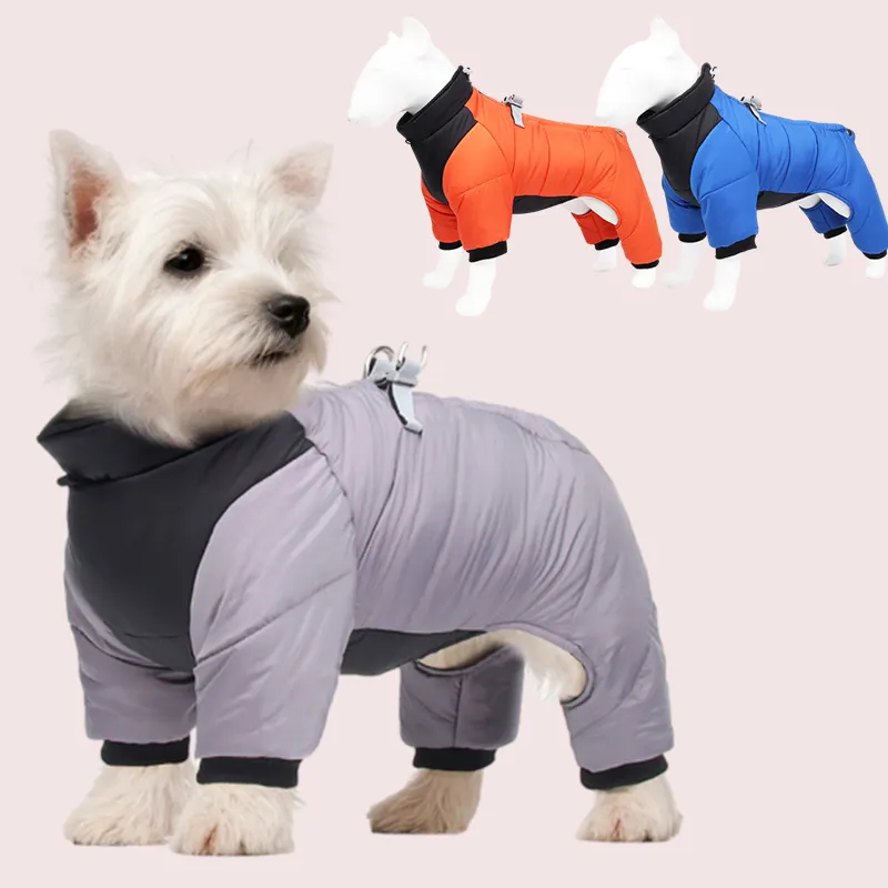 OEM/ODM customised printed waterproof warm zipper pet dog designer jacket for dog winter jacket with harness