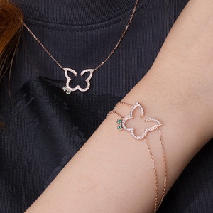 Colgante de Oro Rosa de 18 Quilates con Diamante/Emeralda Cultivada en Laboratorio de 18/20/22 Pulgadas para Mujer - Product Image 5