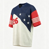 Maillot de football américain rétro surdimensionné en mesh brodé sur mesure, color block, sublimation, t-shirt streetwear pour homme, coupe ample