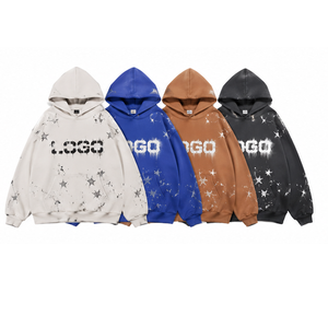 Sweat-shirt à capuche personnalisé pour homme, 450 grammes, imprimé dessin animé, avec poche, en coton, coupe ample, délavage vintage - Product Image 1