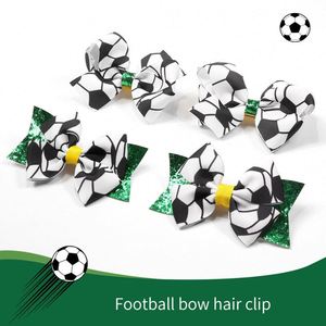 YUSE SG-7 Pince à cheveux imprimée football européen et américain, mignonne, en plastique pailleté, pour le sport, 9,5x8cm, pour filles, usage domestique, pour les fans - Product Image 4