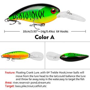 10Cm 14G Minnow Angel köder Künstliche Hart köder Crank bait Jerkbait Wobbler Bass Angel gerät mit Drillingen <span class=keywords><strong>Tackle</strong></span> - Product Image 6