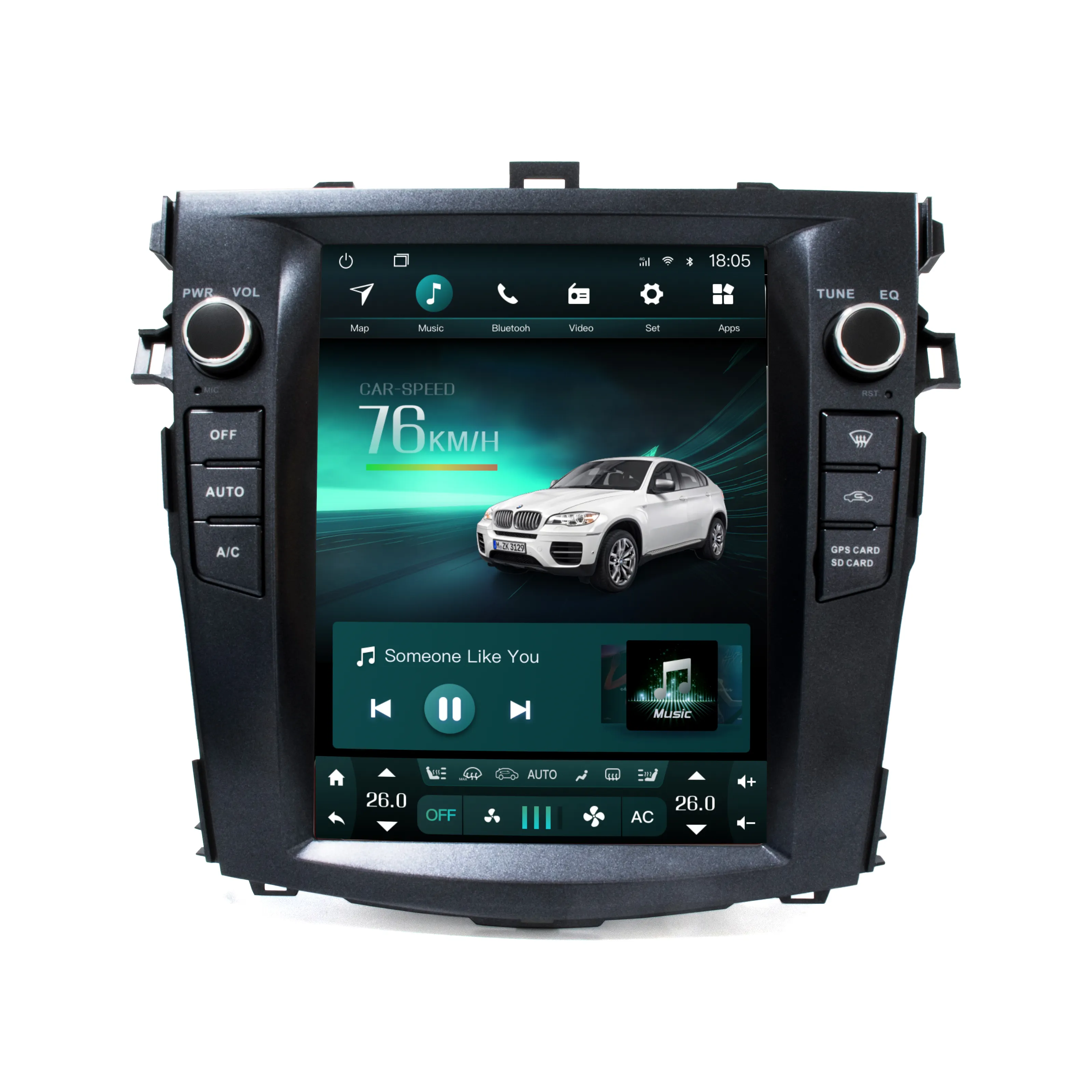 Unité principale avec écran vertical ips entièrement tactile, unité principale de voiture avec audio, DVD et vidéo, de style Tesla, sous android 9.0, pour Toyota corolla 2012