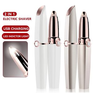 2 in 1 USB Rechargeable Mini ABS Material Low Noise Electrostatic Cordless Eyebrow <strong>Remover</strong> Nose <strong>Hair</strong> <strong>Flawless</strong> Epilator Trimmer - Product Image 1