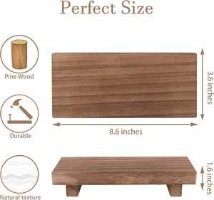 Pequeña bandeja de madera artesanal con pedestal, decoración rústica para baño, soporte rectangular de madera, jabonera de cocina, para tocador - Product Image 4