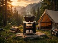 Réchaud à bois portable, cuisinière à biomasse efficace pour le camping en plein air, la survie et la cuisine sur la terrasse