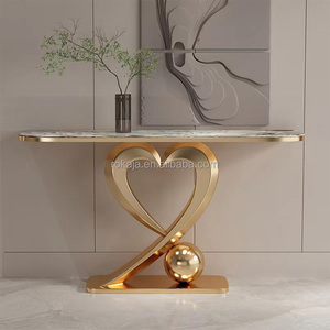 Luxury Love Heart Design Design Entrance <strong>Table</strong> <strong>Gold</strong> Shiny Metal Base Hallway Decorative <strong>Table</strong> Sintered Stone Top <strong>Console</strong> <strong>Table</strong> - Product Image 4