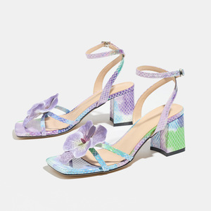 Nuevos Zapatos de Tacón Grueso con Hebilla Decorada con Orquídeas de Mariposa para Mujer, Serie de Contraste de Color, para Fiestas y Desfiles de Moda - Product Image 5