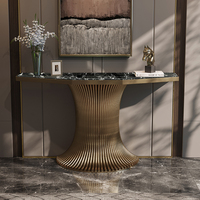 Table console classique en métal doré pour salon, table d'appoint moderne pour couloir, meuble de présentation