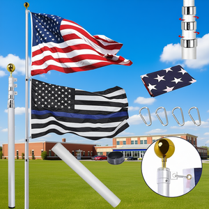 Mástil de aluminio de 30 pies con bandera estadounidense impresa digitalmente y banderas de poliéster para educación - Product Image 2