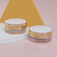 Nouveau luxury10g Galvanoplastie Or Compartiment Poudre Libre Cosmétique Paquet Vide Pot En Plastique avec Miroir Poudre Puff