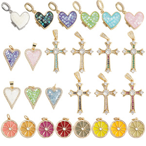 Heart Cross Pendant Necklace Findings 18k Gold Plated Copper DIY Jewelry Making Components For Necklace Accessories - Product Image 1