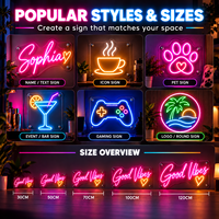 Enseigne néon personnalisée, lumière LED néon, enseigne avec logo personnalisé, avec panneau arrière en acrylique pour bar, salon, boutique, décoration murale