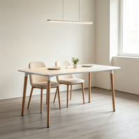 Table à manger rectangulaire minimaliste à 4 pieds en bois, table d'étude pour salon, chambre et bureau