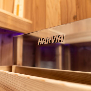 Sauna de Barril Moderna con Vista Panorámica para Exteriores, para 4-6 Personas, de Madera Sólida de Cedro Rojo, con Estufa Harvia, Ecológica - Product Image 5