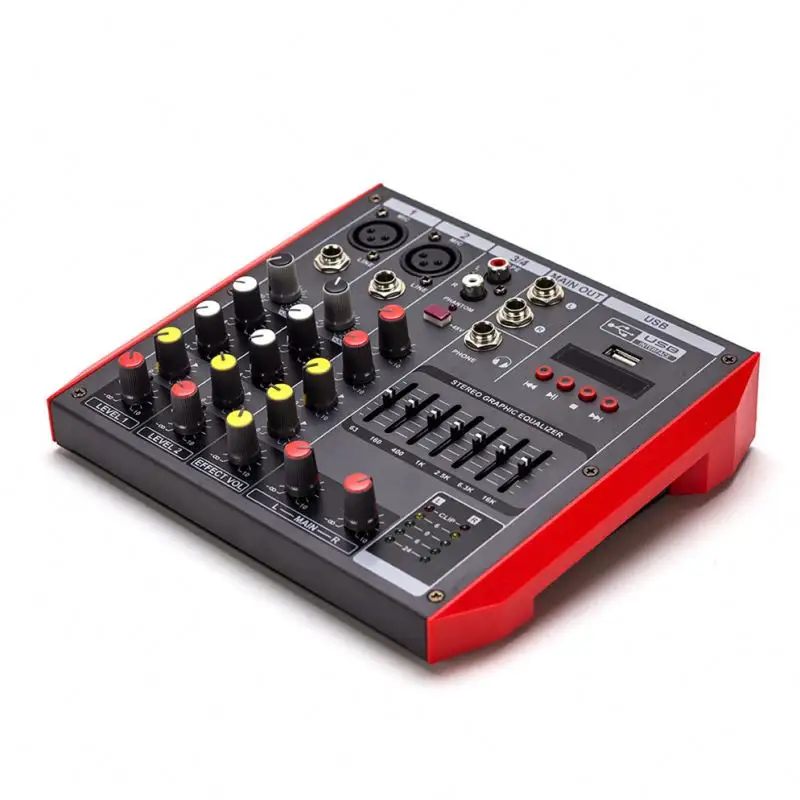 Lane BN-4P81 Professional Audio Video Mixer Dj Live Battery Audio Mixer 4 Channels Pro Sound Audio Mixer Console System Sp