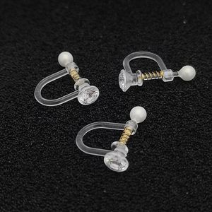 Clip-on <b>Earrings</b> Transparent Rhinestone Plastic Resin Spring Ear Clips DIY Jewelry Accessories - Product Image 4