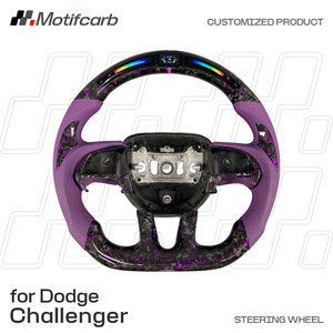 Volante Deportivo Personalizado de Fibra de Carbono Forjado con LED Morado para Dodge Charger Challenger Hellcat SRT R/T GT SXT 2013-2023 - Product Image 2