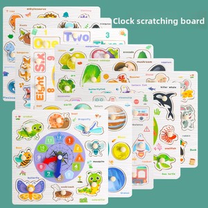 Horloge en bois créative avec planche d'apprentissage, outil éducatif Montessori multifonctionnel pour l'apprentissage précoce des tout-petits et des enfants d'âge préscolaire - Product Image 1