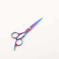 Ensemble de ciseaux de coiffure à dents plates taillés à la main droite plaquée couleur de 6 pouces peigne à lame en acier inoxydable pour la coiffure
