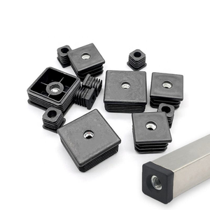 Square <b>Plastic</b> Tube Insert With Threaded Nut, Furniture Square Pipe Leveling Feet Plug, Made in China - Product Image 6