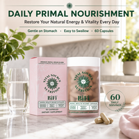 60 Capsules Complexe Foie, Reins et Ovaires de Bœuf Nourri à l'Herbe, Complément Primal Health pour l'Équilibre Hormonal et l'Énergie, Usine OEM/ODM