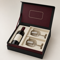 Boîte d'emballage pour bouteille de vin avec plateau de présentation et rembourrage intérieur personnalisés