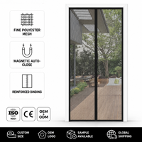 Moustiquaire magnétique moderne en fibre de verre, pare-feu, auto-scellante, mains libres, vente en gros, taille personnalisée, facile à installer