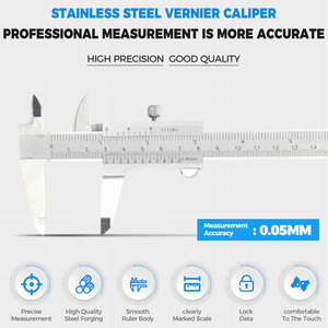 Calibrador <span class=keywords><strong>Vernier</strong></span> Analógico de Bloque Abierto de 150x0.05mm <span class=keywords><strong>para</strong></span> Mediciones de Diámetro Exterior, Interior, Profundidad y Escalonamiento - Product Image 1