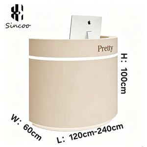 Modern White Curved Reception <b>Desk</b> Beauty Salon Small Reception <b>Desk</b> Hair Salon Reception Counter <b>Nail</b> Salon Spa Front <b>Desk</b> - Product Image 5