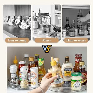 Paquete de 2 organizadores giratorios tipo Lazy Susan para gabinete, refrigerador y <span class=keywords><strong>despensa</strong></span>, almacenamiento antideslizante para refrigerador - Product Image 4