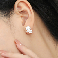 Anting Tusuk Bentuk Kipas Tidak Beraturan Emas 18K untuk Wanita, Anting Bunga Perak Sterling 925 dengan Zirkon, Perhiasan Desainer Berkualitas Tinggi yang Dapat Disesuaikan