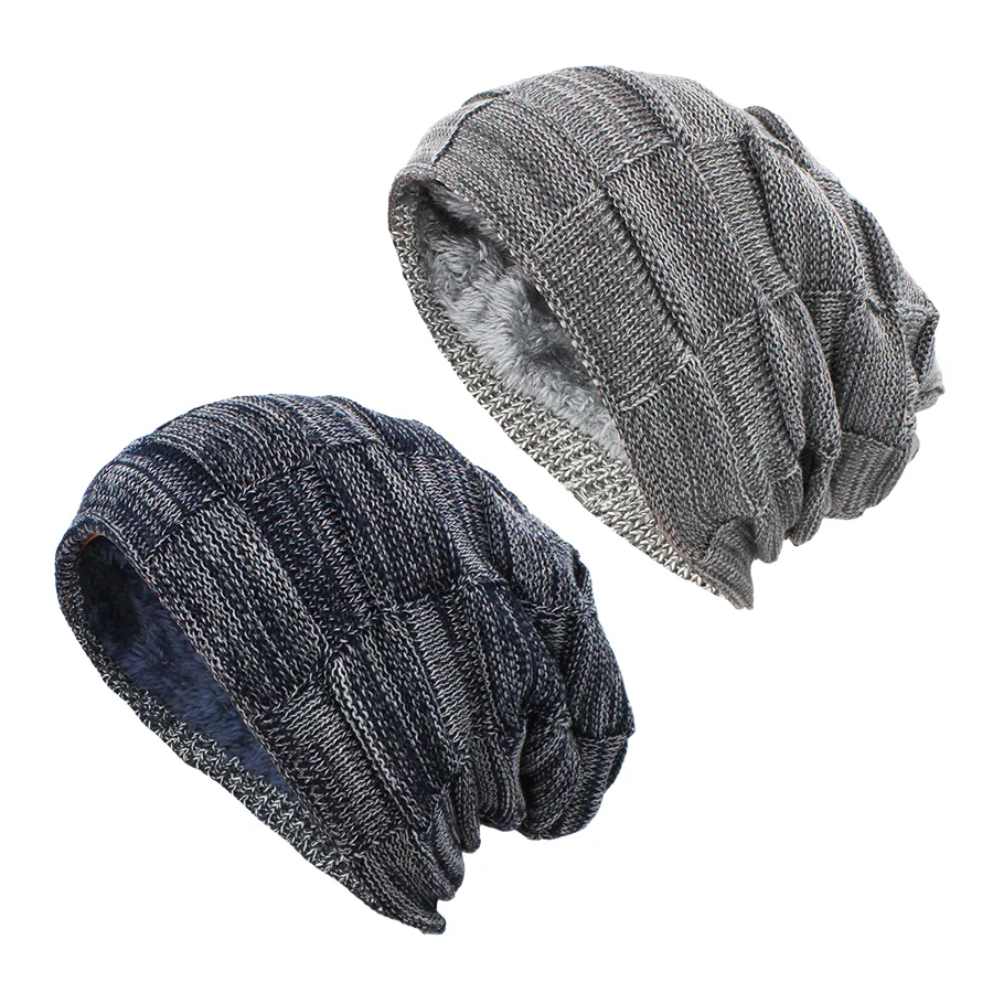 All'ingrosso cappello caldo lavorato a maglia invernale spesso cappello in pile foderato in pile cappelli a cuffia per uomini e donne