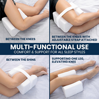 Oreiller pour les genoux en mousse à mémoire de forme pour les dormeurs latéraux, oreillers pour les jambes pour l'alignement du sommeil, coussin pour les genoux, le dos et les hanches avec sangle
