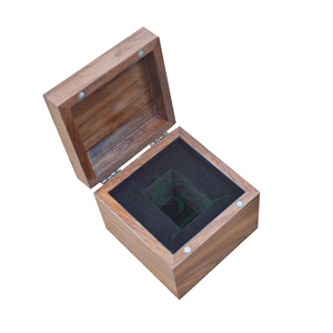 Caja de madera de nogal para artesanías, joyero cuadrado de madera con tapa con bisagras, recuerdo de madera - Product Image 4