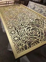 Paravent de séparation de pièce en acier inoxydable doré moderne, étanche, style Art Déco, motif fleur de rose, panneaux de séparation de luxe pour la décoration intérieure