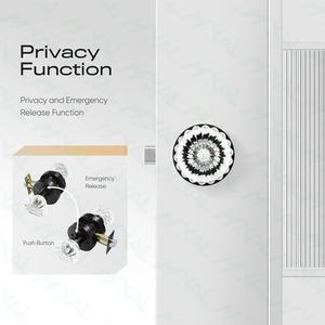 Maniglia per Porta Vintage con Rosetta Nera Opaca, Serratura per Privacy in Bagno, Chiusura Interna per Porte in Vetro Cristallo - Product Image 2
