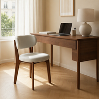 Chaise de salle à manger en bois massif, style luxe léger, design nordique, dossier rembourré en cuir PU anti-griffures, pour la maison et la salle à manger