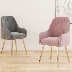 Cheap Nordic Velvet Fabric Modern Luxury Design Furniture Living Room <b>Chairs</b> <b>Upholstered</b> Dining <b>Chair</b> With Metal Leg Gold - Product Image 2