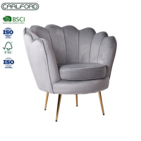 Fauteuil d'appoint en velours fleuri CARLFORD, style moderne, avec pieds dorés, pour la maison, le salon ou l'hôtel