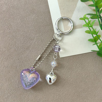 Pendentif Cœur en Perles Tendance pour Clé de Voiture, Sac, Coque de Téléphone, Étui AirPods, Bijou Suspendu en Plastique