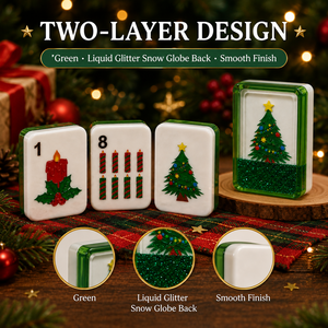 Tuiles de Mahjong Américain de Noël en Stock, JOYF 160 Pièces avec Fond de <span class=keywords><strong>Globe</strong></span> de Neige à Paillettes Liquides, pour Cadeau de Fêtes - Product Image 1
