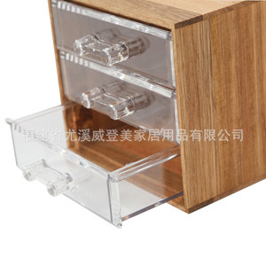 Bamboo desktop <b>storage</b> <b>box</b> with <b>drawers</b>, household dustproof organizer, cosmetic and jewelry <b>storage</b> <b>box</b>, customizable. - Product Image 4