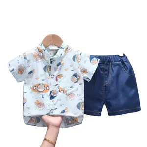 Summer new baby clothes for 1-3 Y boys wholesale short sleeved baby boy clothes set Korean style casual children clothes set